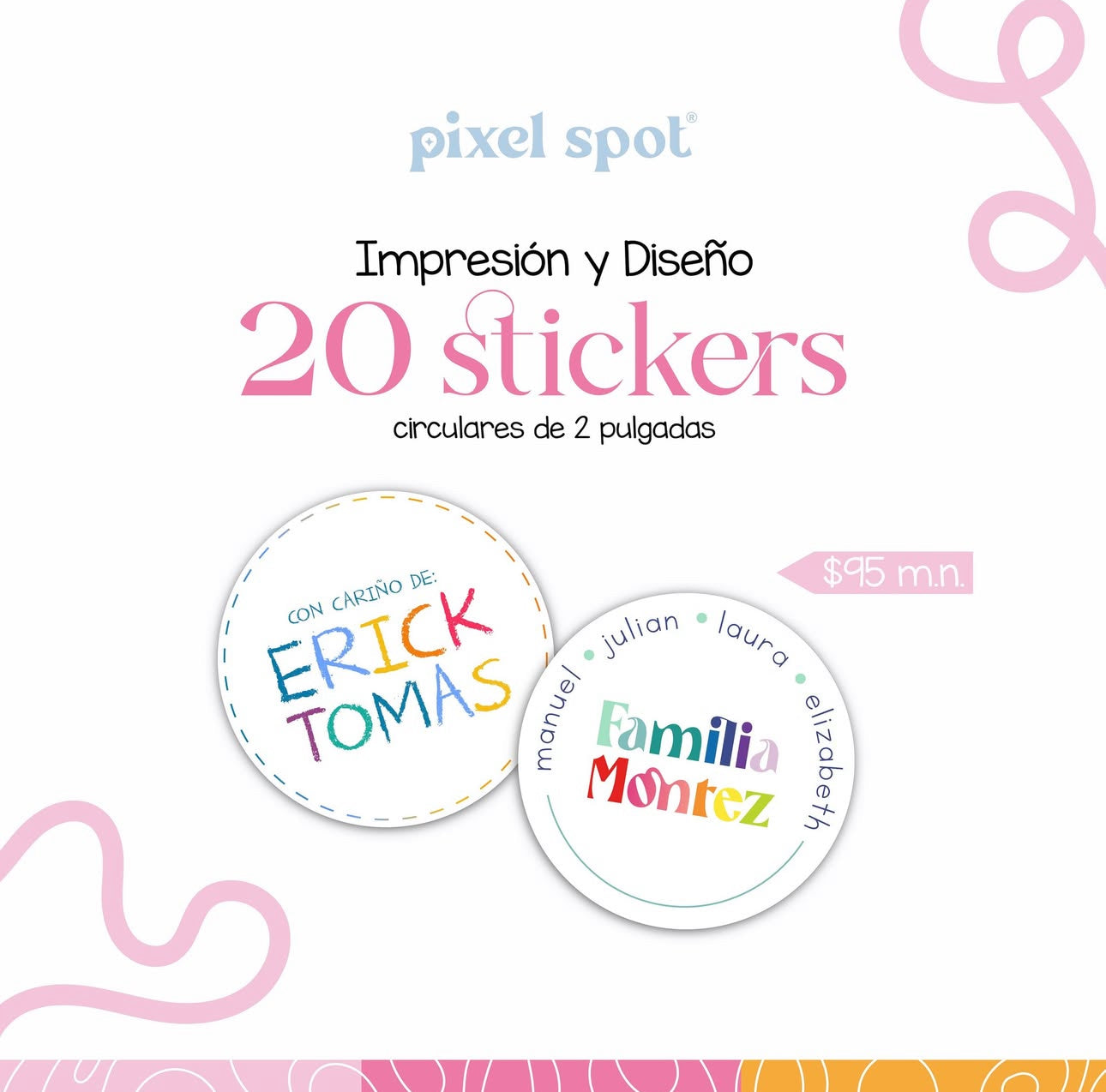 20 stickers circulares para regalos
