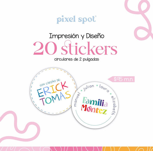 20 stickers circulares para regalos
